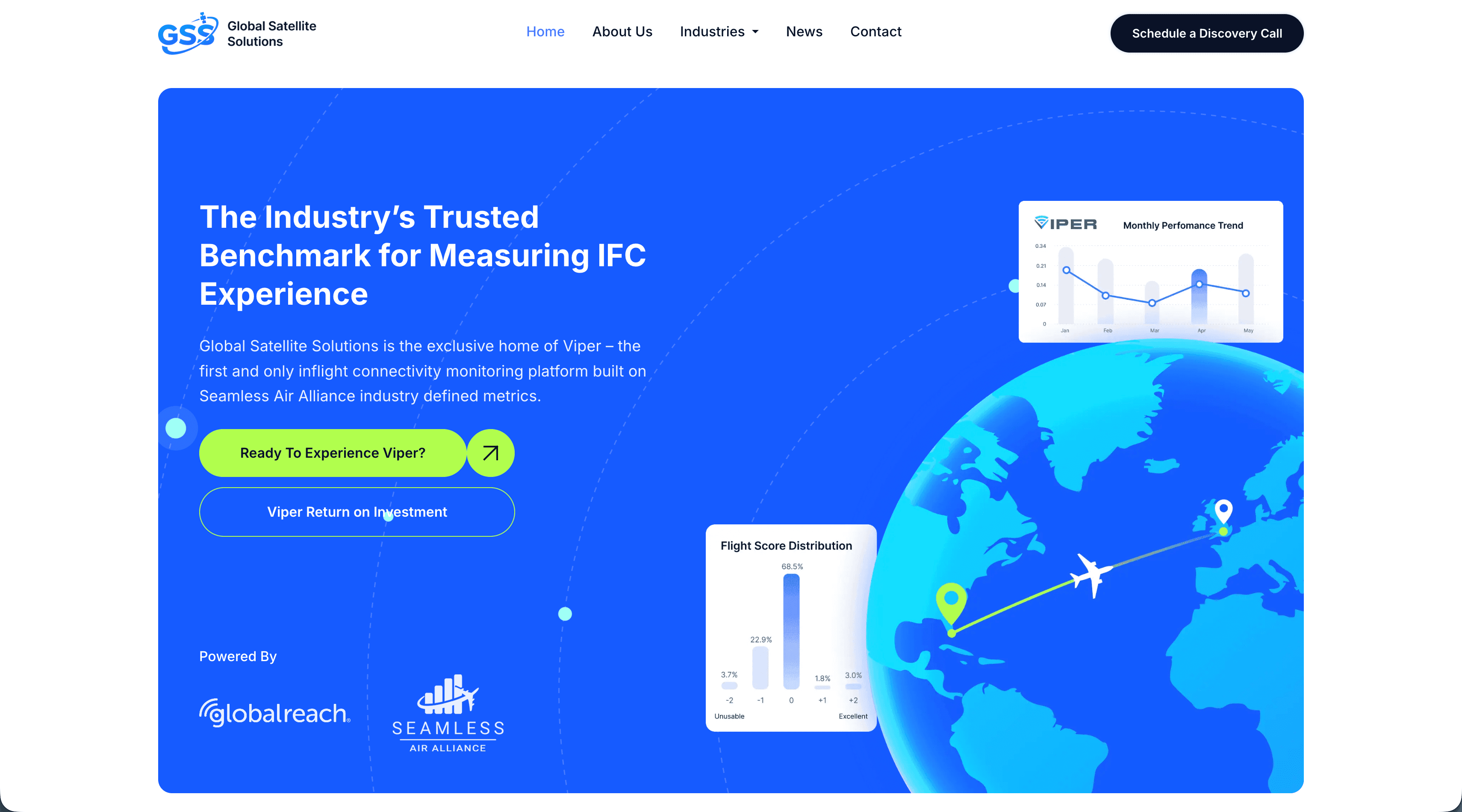 Captura de pantalla del sitio Global Satellite Solutions